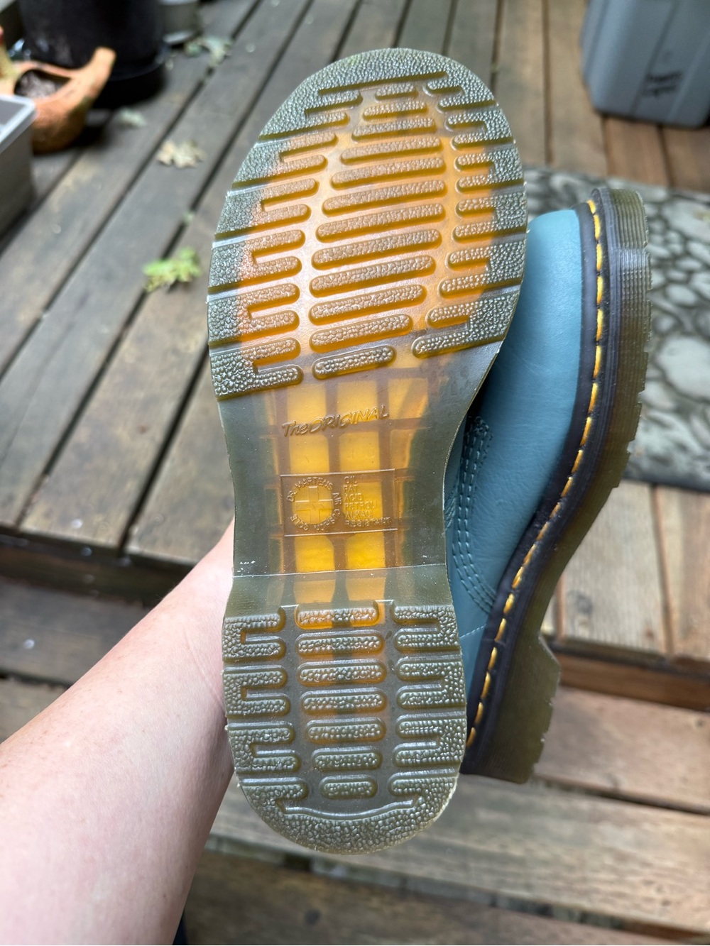 Dr. Martens 1460 Pascal Teal Dusty Blue 8-eye boot UK7 US9 discontinued EUC - Picture 5 of 7